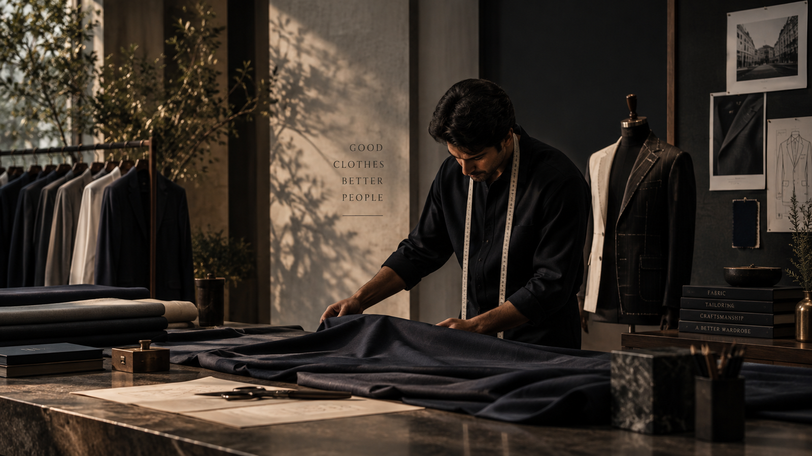 Fabric being selected at the cutting table